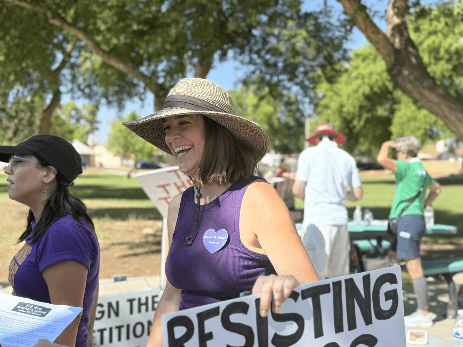 Brooke St. George smiling at a campaign event